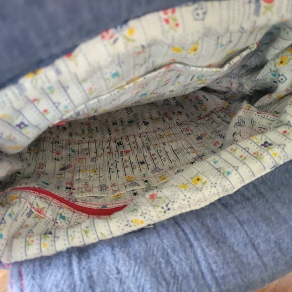 Vintage 1970’s Handmade Reversible Denim Handbag Purse. Embroidered, Quilted Bag - Picture 7 of 11